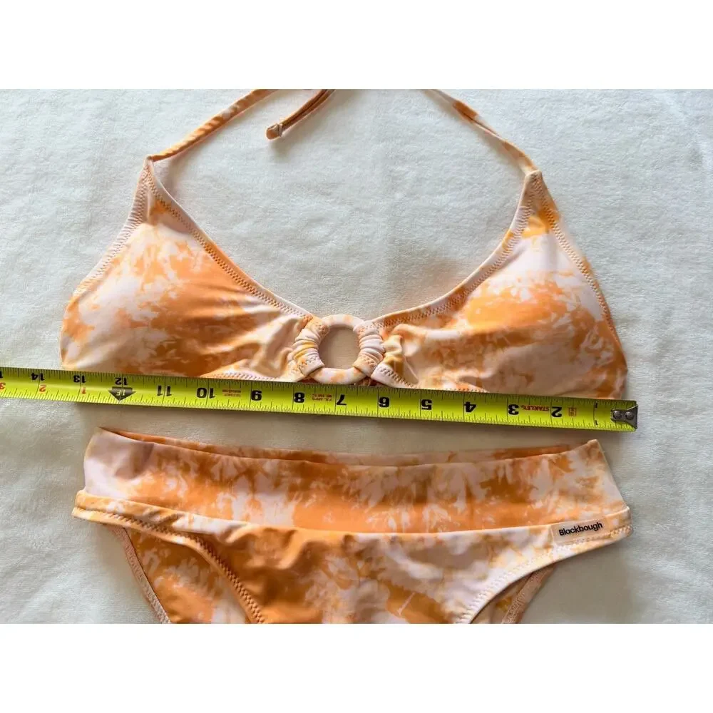 Blackbough Women’s S/M 2-Piece Tie Dye Halter Tie Bikini Set Orange